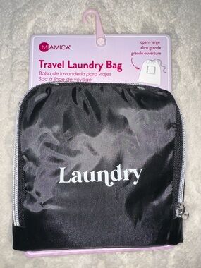 MIAMICA Black White “Laundry” Foldable Travel Laundry Zip Bag
